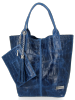 Uniwersalna Torebka Skórzana XL Shopper Bag w motyw zwierzęcy firmy Vittoria Gotti Jeansowa